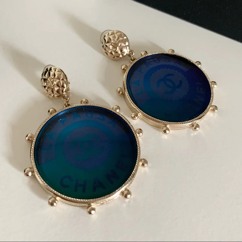 Chanel Large Logo Disc Earrings